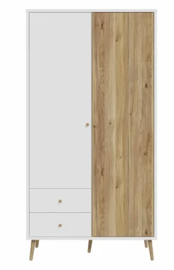 Hot FORTE Kleiderschrank Harllson Weiß / Eiche