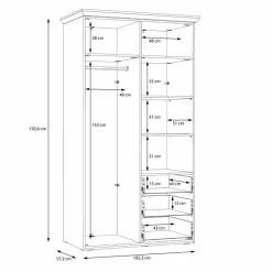 FORTE Kleiderschrank Iloppa SZ 105 x 193 cm