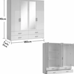 Outlet Pol Power Kleiderschrank Ivar 180 x 190 cm Weiß
