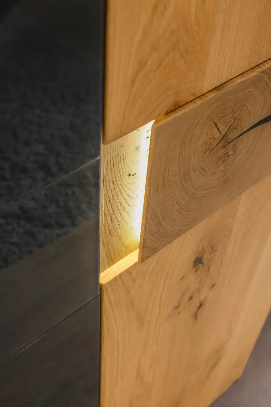 Outlet rauch BLACK Kleiderschrank Kona 301 x 223 cm Eiche / Graphit