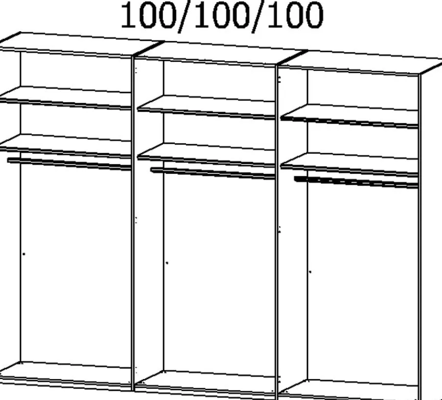 Outlet rauch BLACK Kleiderschrank Kona 301 x 223 cm Eiche / Graphit