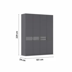 Hot rauch ORANGE Kleiderschrank Versity 181 x 229 cm Grau-Metallic