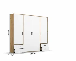 Best rauch BLUE Kleiderschrank Voyager 187 x 194 cm Alpinweiß / Eiche Artisan