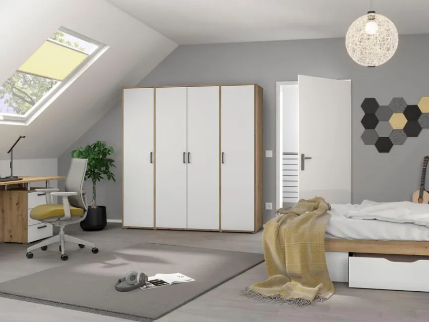 Hot rauch BLUE Kleiderschrank Voyager 187 x 194 cm Alpinweiß / Eiche Artisan