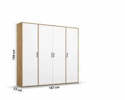 Hot rauch BLUE Kleiderschrank Voyager 187 x 194 cm Alpinweiß / Eiche Artisan