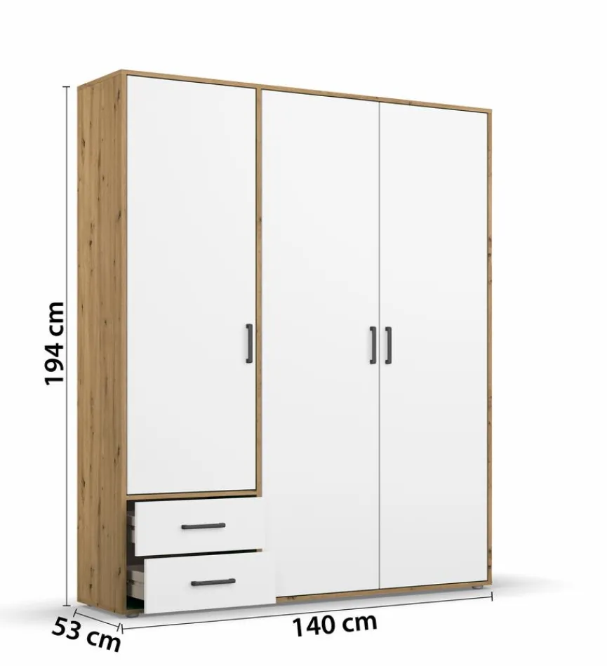 Outlet rauch BLUE Kleiderschrank Voyager 140 x 194 cm Alpinweiß