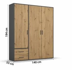 rauch BLUE Kleiderschrank Voyager 140 x 194 cm