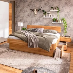 Online MAISON Massivholzbett Omaha 180 x 200 cm Wildeiche