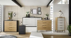 Outlet Mäusbacher Nachttisch Clyde Grau / Asteiche