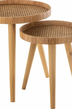 New DAHEIM 2-Satz Beistelltisch Rattan Braun