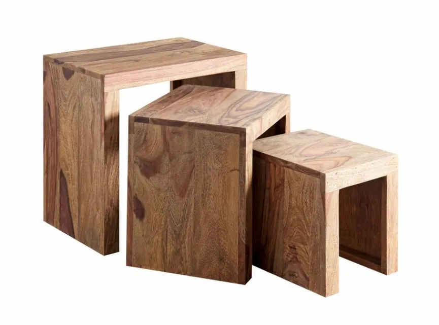 Outlet WOLFMÖBEL 3-Satztisch Yoga Sheesham