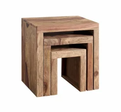 Outlet WOLFMÖBEL 3-Satztisch Yoga Sheesham