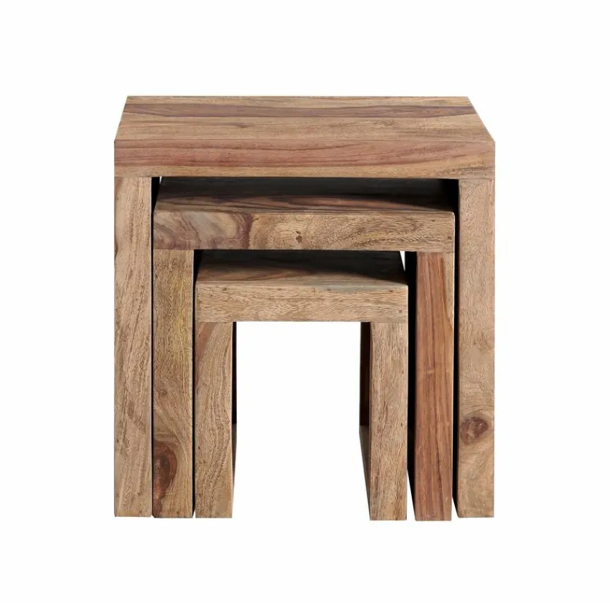 Outlet WOLFMÖBEL 3-Satztisch Yoga Sheesham