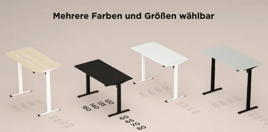 New NowyStyl Schreibtisch elektrisch eComo 140 x 70 cm Black