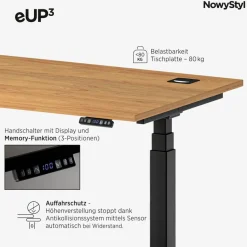 NowyStyl Schreibtisch elektrisch eUP3 160 x 80 cm