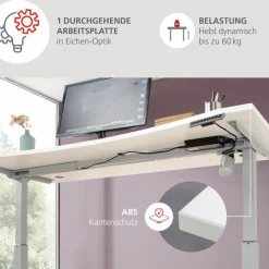 Online Innostyle Schreibtisch elektrisch Santorin Weiß / Silber