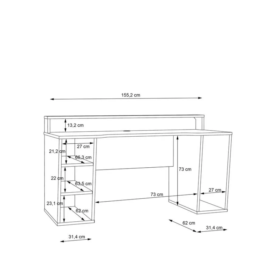 FORTE Schreibtisch Tezaur Weiß