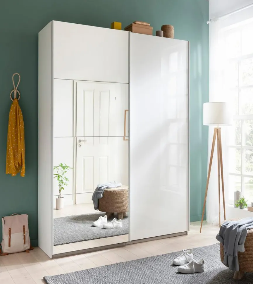 Composad Schwebetürenschrank Systema 150 x 223 cm Weiß / Hochglanz