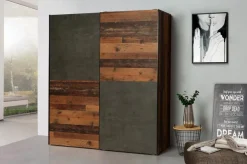 Best FORTE Schwebetürenschrank Dederik 170 x 200 cm Old Wood Vintage