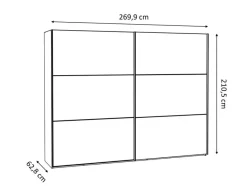 Discount FORTE Schwebetürenschrank Farida 270 x 211 cm Eiche