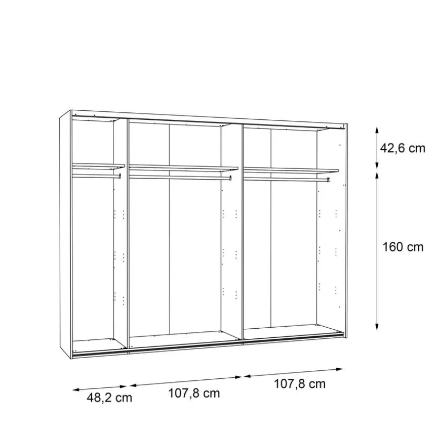Discount FORTE Schwebetürenschrank Farida 270 x 211 cm Eiche