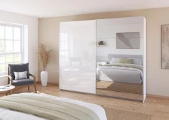 Online rauch ORANGE Schwebetürenschrank Quadra 271 x 229 cm Weiß / Hochglanz