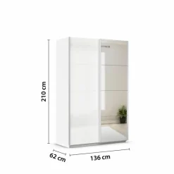 Sale rauch ORANGE Schwebetürenschrank Quadra 136 x 210 cm Weiß