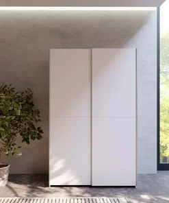 Hot FORTE Schwebetürenschrank Schach&Matt 120 x 190 cm Weiß