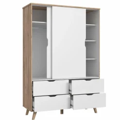 FORTE Schwebetürenschrank Vankka 139 x 202 cm Plankeneiche