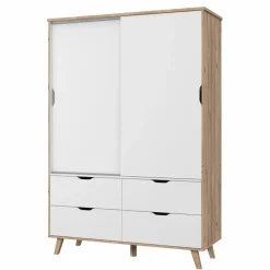 FORTE Schwebetürenschrank Vankka 139 x 202 cm Plankeneiche