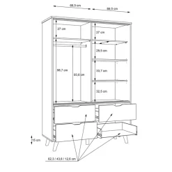 FORTE Schwebetürenschrank Vankka 139 x 202 cm Plankeneiche