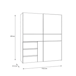 Outlet FORTE Schwebetürenschrank Winn2 170 x 200 cm Weiß