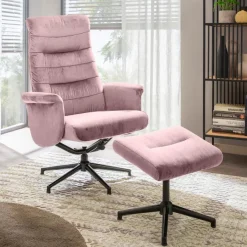 Online Sessel mit Hocker Krems Rosa