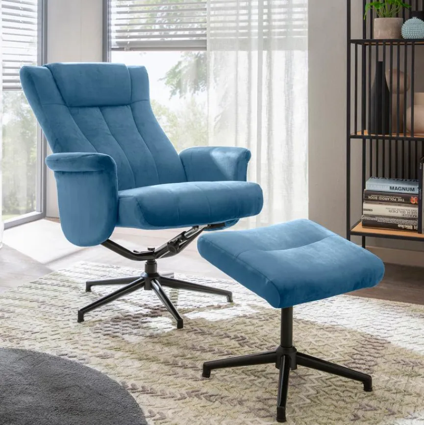 Hot Sessel mit Hocker Linz Blau