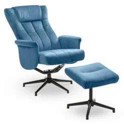 Hot Sessel mit Hocker Linz Blau