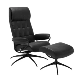 STRESSLESS Sessel mit Hocker London Star High Back Schwarz