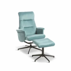 Discount Sessel mit Hocker Mals Blau