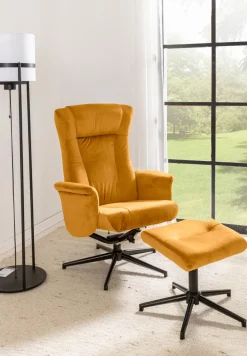 Outlet Sessel mit Hocker Meran Gelb