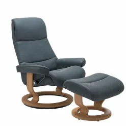 Discount STRESSLESS Sessel mit Hocker View Classic Batick Atlantic Blue