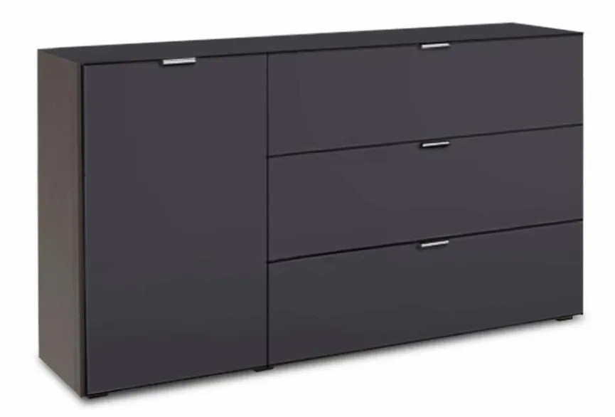 Discount set one by Musterring Sideboard Chicago Anthrazit / Glänzend