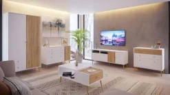 Online FORTE Sideboard Harllson Weiß / Eiche