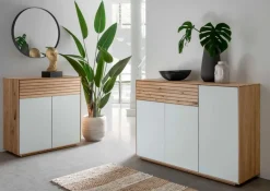 Discount Gradel Sideboard Riva Eiche / Weißglas