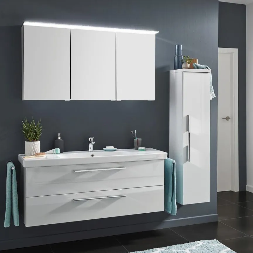 New Puris Spiegelschrank Fine Line Weiß