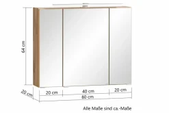 Discount Held-Möbel Spiegelschrank Monza Wotaneiche