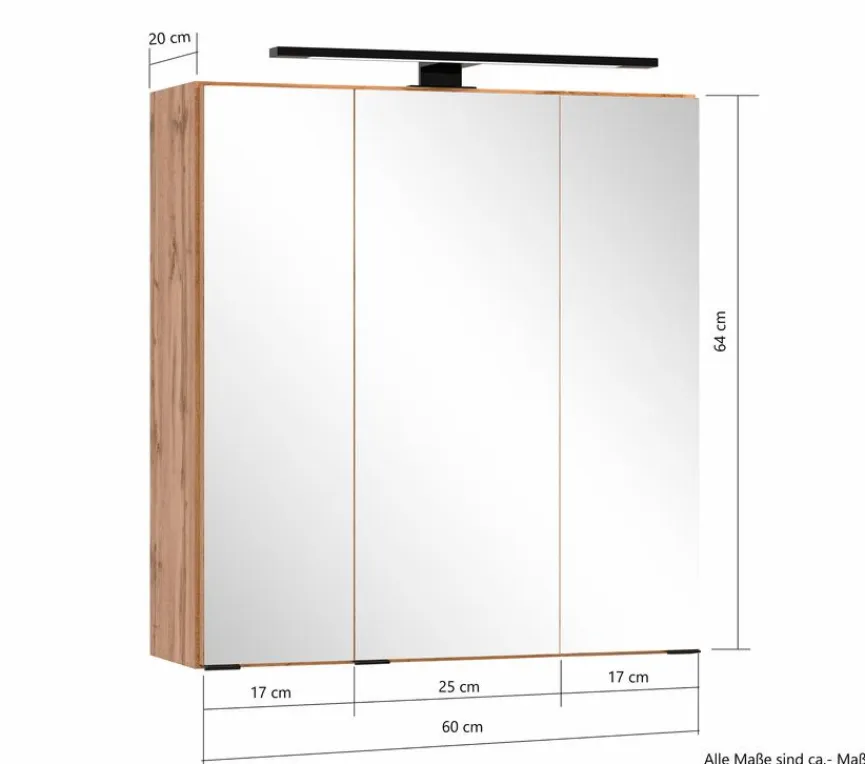 Hot Held-Möbel Spiegelschrank Paris Wotaneiche