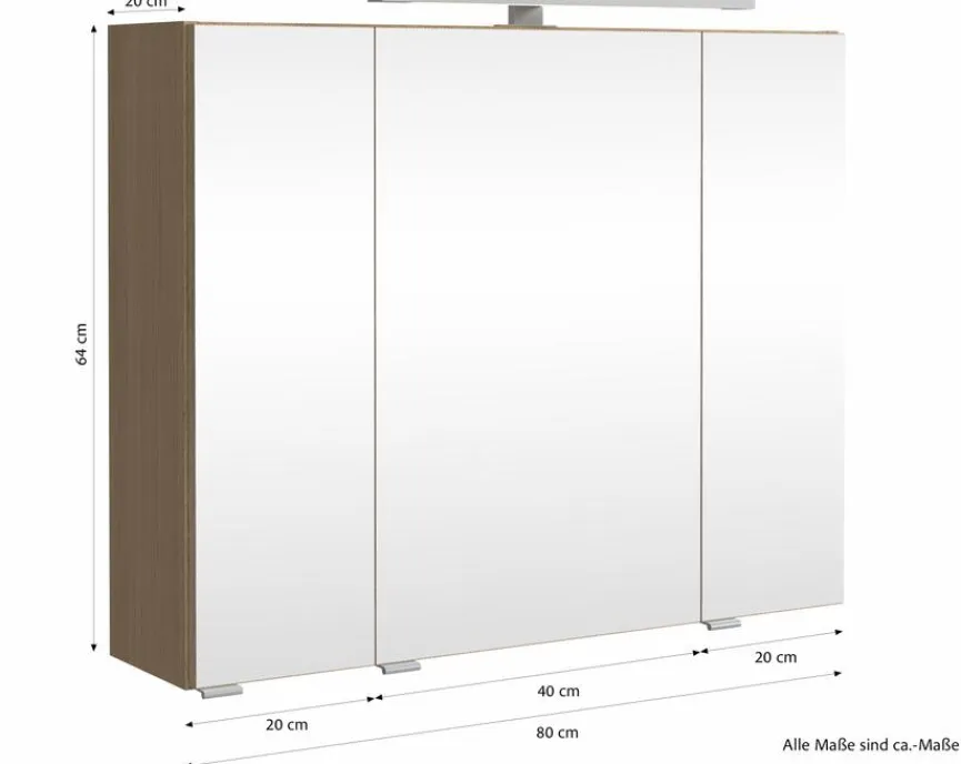 Clearance Held-Möbel Spiegelschrank Rosario Eiche hell