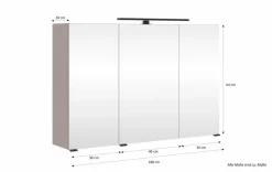 Outlet Held-Möbel Spiegeltürenschrank Lima Kaschmir