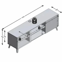 FMD TV-Lowboard Brighton Weiß