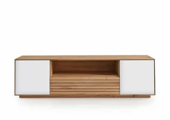 New Gradel TV-Lowboard Riva Eiche / Weißglas