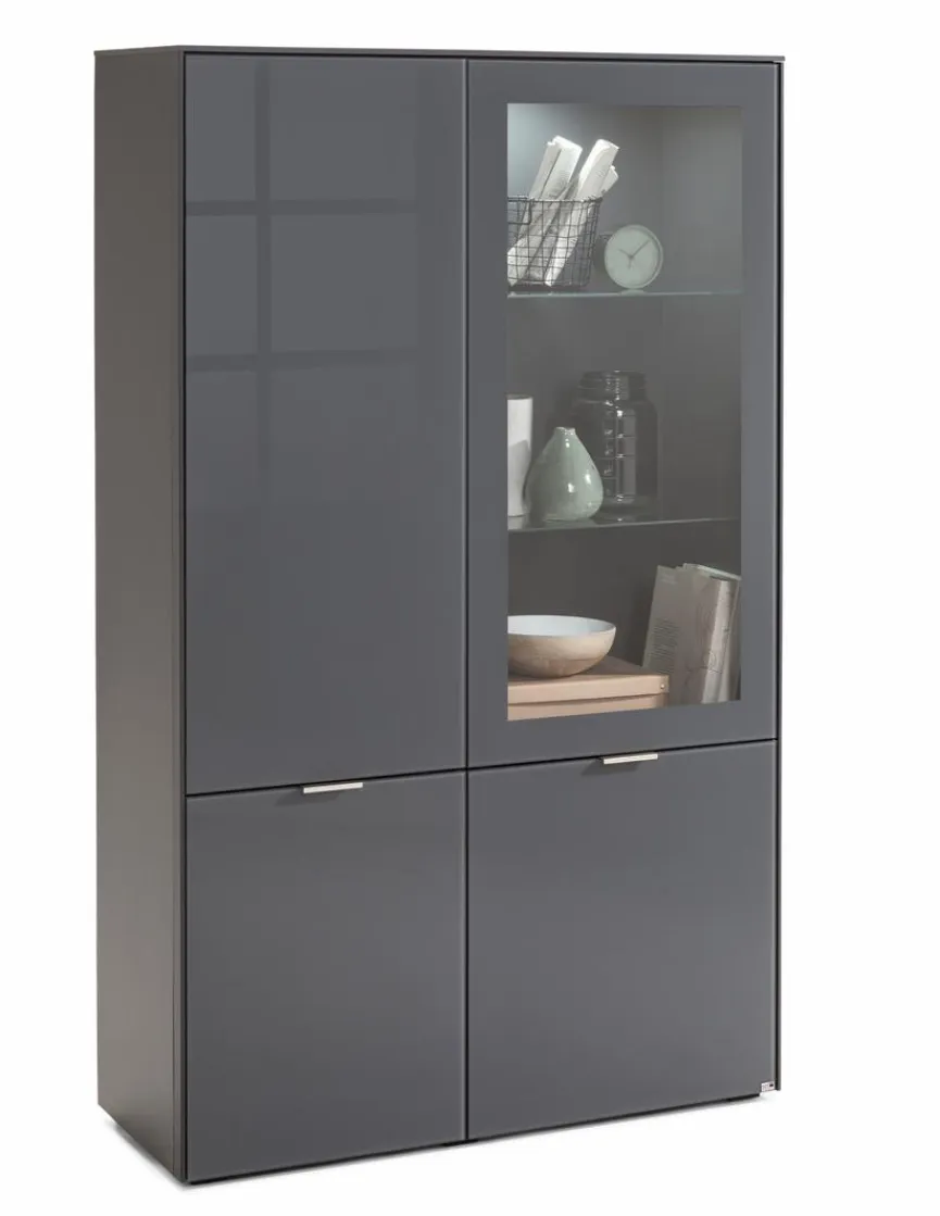 Outlet set one by Musterring Vitrine Chicago Anthrazit / Glänzend